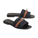 Hermes Giulia Sandal Bleu Brut / Naturel - Image 2