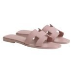 HERMES Box Calfskin Oran Sandals Rose Pale - Image 4