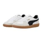 PUMA Palermo Leather Trainers In White & Black - Image 2
